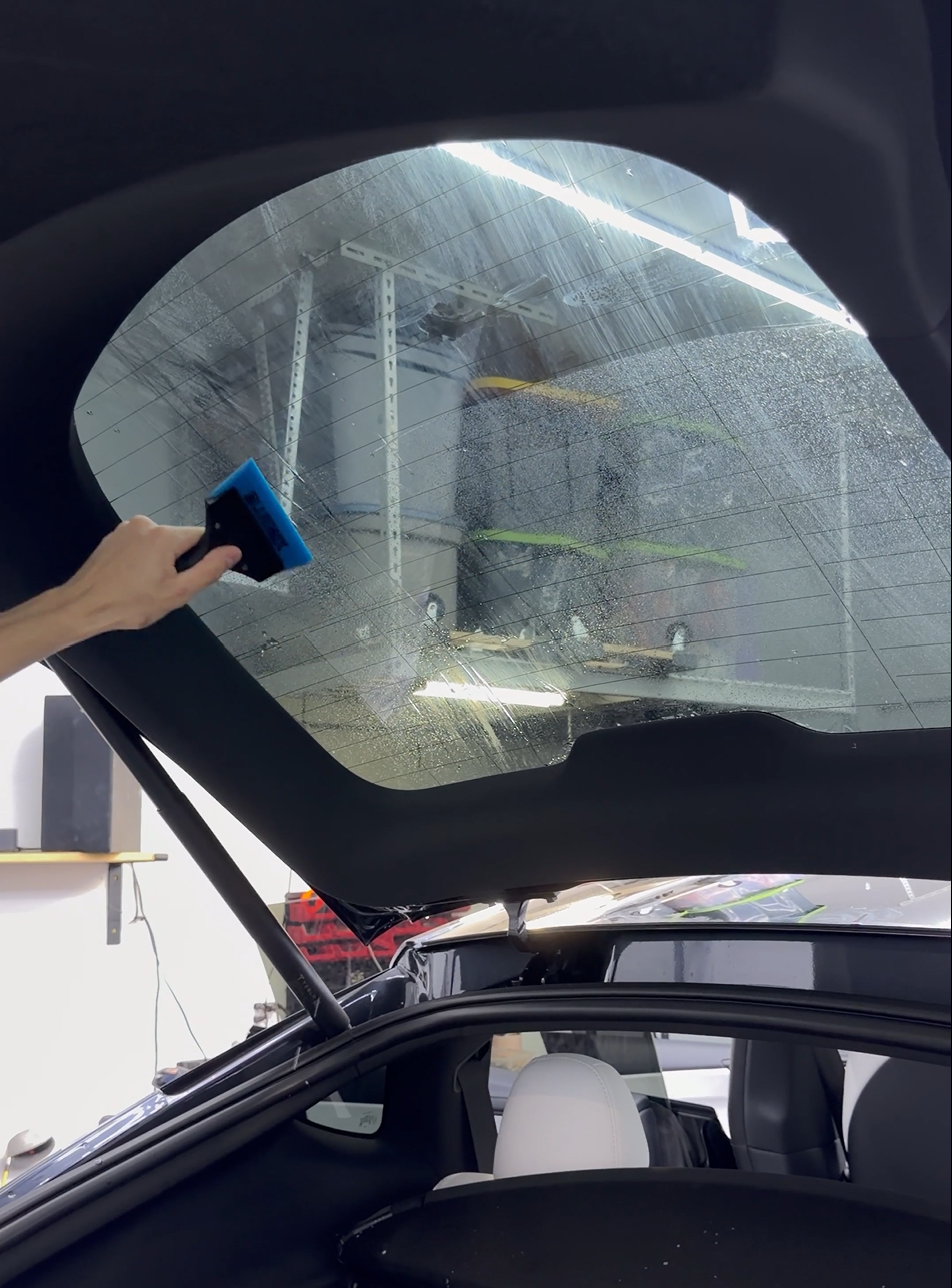 Rear windshield tint installation